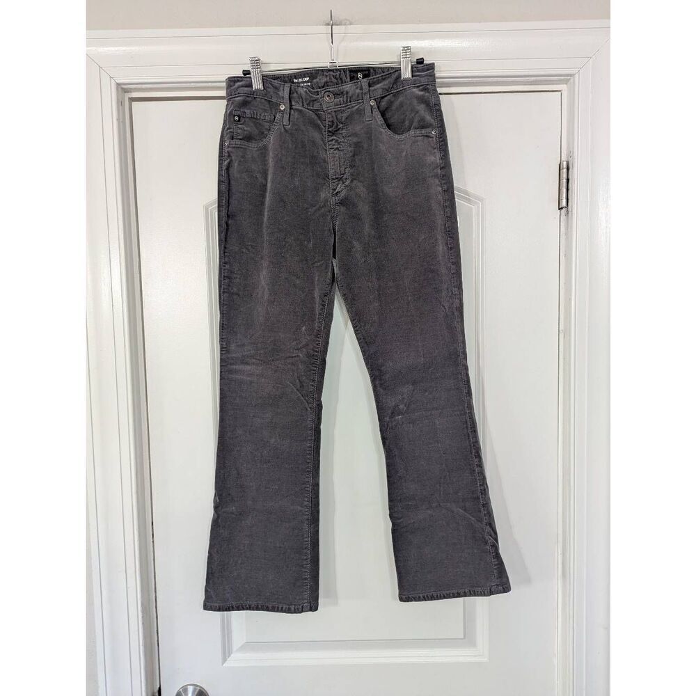 AG Adriano Goldschmied The Jodi Crop‎ High Rise Slim Flare Crop Velour Pants 29